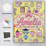 Personalised Name Cute Kawaii Graduation Custom  Unique Gift Idea Elegant Feature Canvas Wall Art Print Decor Picture Ready to Hang