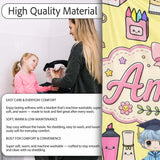 Cute Kawaii Graduation School Science Art Supplies Pattern Yellow  Personalised Custom Name Super Soft Fleece Blanket Bed Sofa Throw
