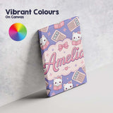 Personalised Name Cute Kawaii Maths Cat Custom  Modern Room Accent Elegant Feature Canvas Wall Art Print Decor Picture Ready to Hang