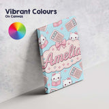 Personalised Name Cute Kawaii Maths Cat Custom  Modern Room Accent Elegant Feature Canvas Wall Art Print Decor Picture Ready to Hang