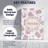 Personalised Name Cute Kawaii Maths Cat Custom  Modern Room Accent Elegant Feature Canvas Wall Art Print Decor Picture Ready to Hang