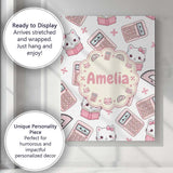 Personalised Name Cute Kawaii Maths Cat Custom  Modern Room Accent Elegant Feature Canvas Wall Art Print Decor Picture Ready to Hang