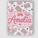 Personalised Name Cute Kawaii Maths Cat Custom  Modern Room Accent Elegant Feature Canvas Wall Art Print Decor Picture Ready to Hang