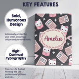 Personalised Name Cute Kawaii Maths Cat Custom  Modern Room Accent Elegant Feature Canvas Wall Art Print Decor Picture Ready to Hang