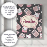 Personalised Name Cute Kawaii Maths Cat Custom  Modern Room Accent Elegant Feature Canvas Wall Art Print Decor Picture Ready to Hang