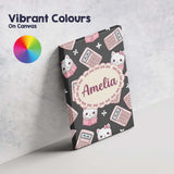 Personalised Name Cute Kawaii Maths Cat Custom  Modern Room Accent Elegant Feature Canvas Wall Art Print Decor Picture Ready to Hang