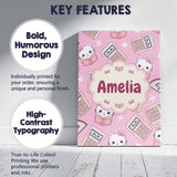 Personalised Name Cute Kawaii Maths Cat Custom  Modern Room Accent Elegant Feature Canvas Wall Art Print Decor Picture Ready to Hang