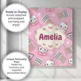 Personalised Name Cute Kawaii Maths Cat Custom  Modern Room Accent Elegant Feature Canvas Wall Art Print Decor Picture Ready to Hang