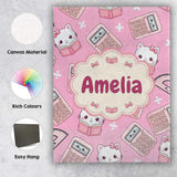 Personalised Name Cute Kawaii Maths Cat Custom  Modern Room Accent Elegant Feature Canvas Wall Art Print Decor Picture Ready to Hang