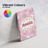 Personalised Name Cute Kawaii Maths Cat Custom  Modern Room Accent Elegant Feature Canvas Wall Art Print Decor Picture Ready to Hang