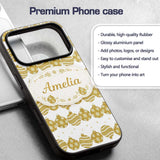 Gold Christmas Baubles Glitter Festive Seamless Custom Name Protective Phone Case Mobile Cover Durable Everyday Smartphone Shock Resistant