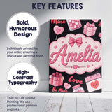 Personalised Name Cute Kawaii Valentine Custom  Modern Room Accent Elegant Feature Canvas Wall Art Print Decor Picture Ready to Hang