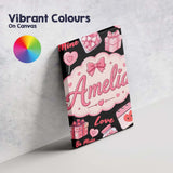Personalised Name Cute Kawaii Valentine Custom  Modern Room Accent Elegant Feature Canvas Wall Art Print Decor Picture Ready to Hang