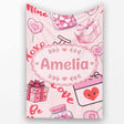Cute Kawaii Valentine Love Hearts Syringe Gift Calendar Beige Lovely  Personalised Custom Name Super Soft Fleece Blanket Bed Sofa Throw