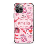 Cute Kawaii Valentine Love Hearts Syringe Gift Custom Name Protective Phone Case Mobile Cover Durable Everyday Smartphone Shock Resistant