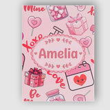Personalised Name Cute Kawaii Valentine Custom  Modern Room Accent Elegant Feature Canvas Wall Art Print Decor Picture Ready to Hang