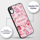 Cute Kawaii Valentine Love Hearts Syringe Gift Custom Name Protective Phone Case Mobile Cover Durable Everyday Smartphone Shock Resistant
