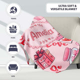 Cute Kawaii Valentine Love Hearts Syringe Gift Calendar Beige Lovely  Personalised Custom Name Super Soft Fleece Blanket Bed Sofa Throw