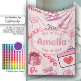 Cute Kawaii Valentine Love Hearts Syringe Gift Calendar Beige Lovely  Personalised Custom Name Super Soft Fleece Blanket Bed Sofa Throw