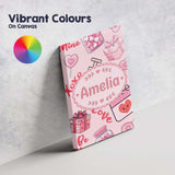 Personalised Name Cute Kawaii Valentine Custom  Modern Room Accent Elegant Feature Canvas Wall Art Print Decor Picture Ready to Hang