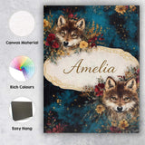 Personalised Name Wolf Head Floral Dark Forest Artistic Seamless Custom  Interior Canvas Wall Art Print Decor Picture Ready to Hang