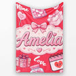 Cute Kawaii Valentine Love Hearts Syringe Gift Calendar Pattern Red  Personalised Custom Name Super Soft Fleece Blanket Bed Sofa Throw