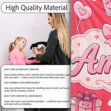 Cute Kawaii Valentine Love Hearts Syringe Gift Calendar Pattern Red  Personalised Custom Name Super Soft Fleece Blanket Bed Sofa Throw