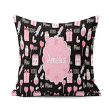Custom Name Kawaii Valentine Hearts Syringe Calendar Light Grey Square Filled Cushion Throw Pillow Sofa Bed Home Decor Zip Washable UK Made