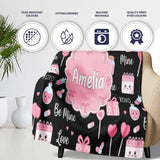 Cute Kawaii Valentine Love Hearts Syringe Gift Calendar Light Grey  Personalised Custom Name Super Soft Fleece Blanket Bed Sofa Throw