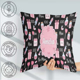 Custom Name Kawaii Valentine Hearts Syringe Calendar Light Grey Square Filled Cushion Throw Pillow Sofa Bed Home Decor Zip Washable UK Made