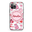 Cute Kawaii Valentine Love Hearts Syringe Gift Custom Name Protective Phone Case Mobile Cover Durable Everyday Smartphone Shock Resistant