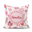 Custom Name Cute Kawaii Valentine Hearts Syringe Calendar White Square Filled Cushion Throw Pillow Sofa Bed Home Decor Zip Washable UK Made