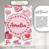 Cute Kawaii Valentine Love Hearts Syringe Gift Calendar White Lovely  Personalised Custom Name Super Soft Fleece Blanket Bed Sofa Throw