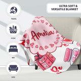Cute Kawaii Valentine Love Hearts Syringe Gift Calendar White Lovely  Personalised Custom Name Super Soft Fleece Blanket Bed Sofa Throw