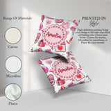 Custom Name Cute Kawaii Valentine Hearts Syringe Calendar White Square Filled Cushion Throw Pillow Sofa Bed Home Decor Zip Washable UK Made