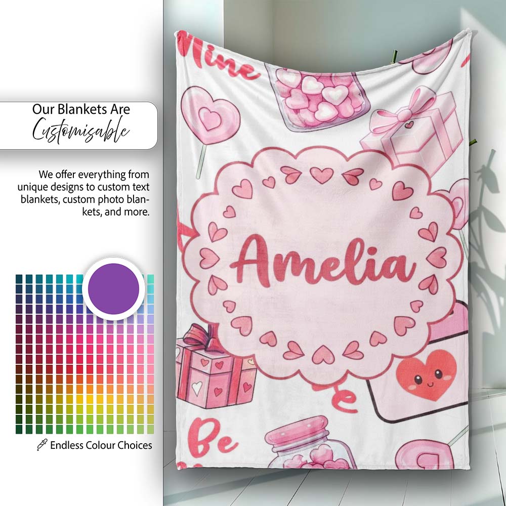 Cute Kawaii Valentine Love Hearts Syringe Gift Calendar White Lovely  Personalised Custom Name Super Soft Fleece Blanket Bed Sofa Throw
