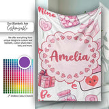 Cute Kawaii Valentine Love Hearts Syringe Gift Calendar White Lovely  Personalised Custom Name Super Soft Fleece Blanket Bed Sofa Throw