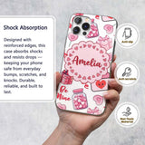 Cute Kawaii Valentine Love Hearts Syringe Gift Custom Name Protective Phone Case Mobile Cover Durable Everyday Smartphone Shock Resistant
