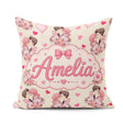 Custom Name Romantic Couple Kissing Floral Hearts Seamless Beige Square Filled Cushion Throw Pillow Sofa Bed Home Decor Zip Washable UK Made