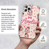 Romantic Couple Kissing Floral Bouquet Hearts Custom Name Protective Phone Case Mobile Cover Durable Everyday Smartphone Shock Resistant