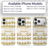 Gold Christmas Baubles Glitter Festive Seamless Custom Name Protective Phone Case Mobile Cover Durable Everyday Smartphone Shock Resistant