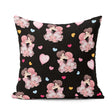 Custom Name Romantic Couple Kissing Floral Hearts Seamless Black Square Filled Cushion Throw Pillow Sofa Bed Home Decor Zip Washable UK Made