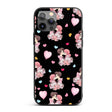 Romantic Couple Kissing Floral Bouquet Hearts Custom Name Protective Phone Case Mobile Cover Durable Everyday Smartphone Shock Resistant