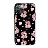 Romantic Couple Kissing Floral Bouquet Hearts Custom Name Protective Phone Case Mobile Cover Durable Everyday Smartphone Shock Resistant