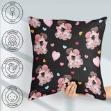 Custom Name Romantic Couple Kissing Floral Hearts Seamless Black Square Filled Cushion Throw Pillow Sofa Bed Home Decor Zip Washable UK Made