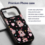Romantic Couple Kissing Floral Bouquet Hearts Custom Name Protective Phone Case Mobile Cover Durable Everyday Smartphone Shock Resistant