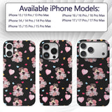 Romantic Couple Kissing Floral Bouquet Hearts Custom Name Protective Phone Case Mobile Cover Durable Everyday Smartphone Shock Resistant