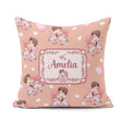 Custom Name Romantic Couple Kissing Floral Hearts Seamless Peach Square Filled Cushion Throw Pillow Sofa Bed Home Decor Zip Washable UK Made