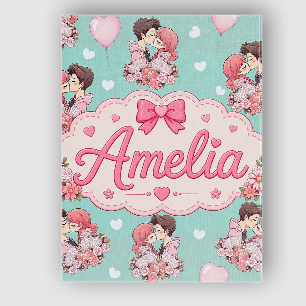 Personalised Name Romantic Couple Kissing Custom  Unique Gift Idea Elegant Feature Canvas Wall Art Print Decor Picture Ready to Hang