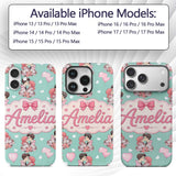 Romantic Couple Kissing Floral Bouquet Hearts Custom Name Protective Phone Case Mobile Cover Durable Everyday Smartphone Shock Resistant